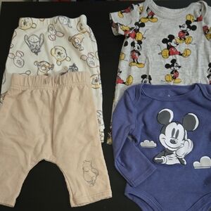 Disney Mickey Mouse Baby Outfit Set - Gray, Blue, Beige